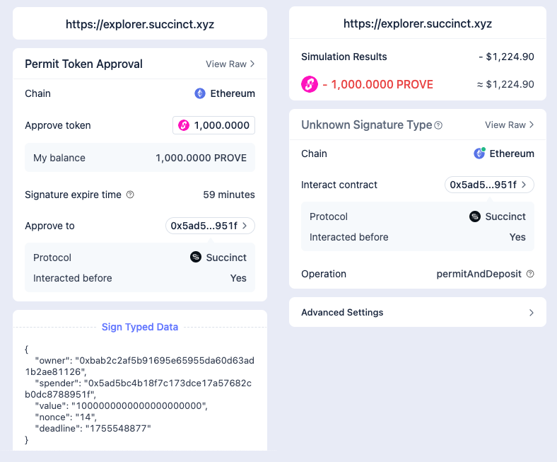 Deposit Wallet Confirmation